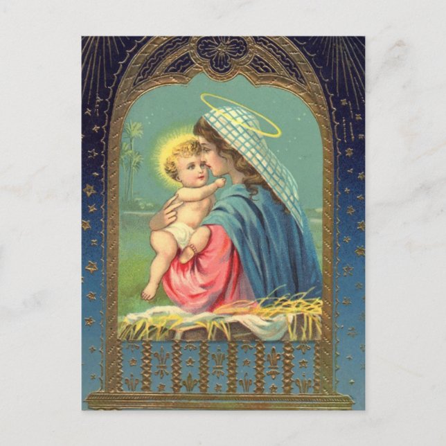 Madonna & Child Christmas Holiday Postcard (Front)