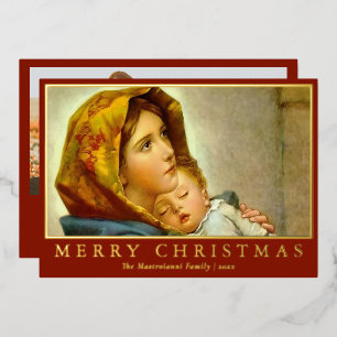 Madonna & Child Religious Christmas with Photo Foil Holiday Card