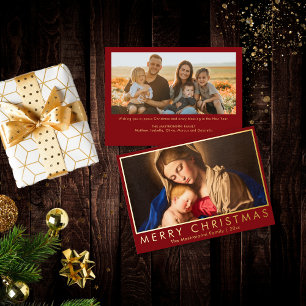 Madonna & Child Religious Christmas with Photo Foil Holiday Card