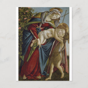 Madonna, Child, St John the Baptist by Botticelli Postcard