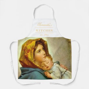 Madonna & Child Traditional Religious Christmas Apron