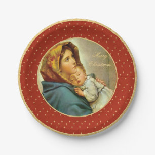 Madonna & Child Traditional Religious Christmas Paper Plate