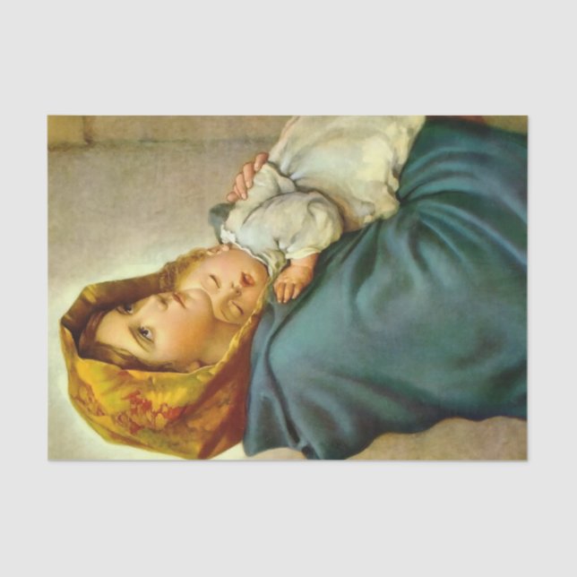 Madonna & Child Traditional Religious Christmas Tissue Paper (Front)
