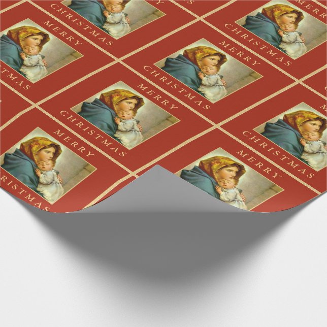 Madonna & Child Traditional Religious Christmas Wrapping Paper (Corner)