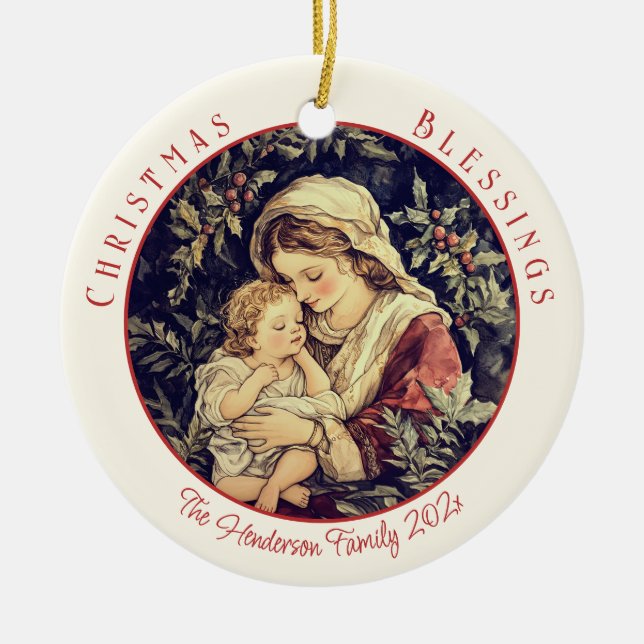 Madonna Child Vintage Christmas Ornament (Front)