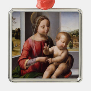 Madonna & Child with John the Baptist Metal Tree Decoration