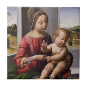 Madonna & Child with John the Baptist Tile