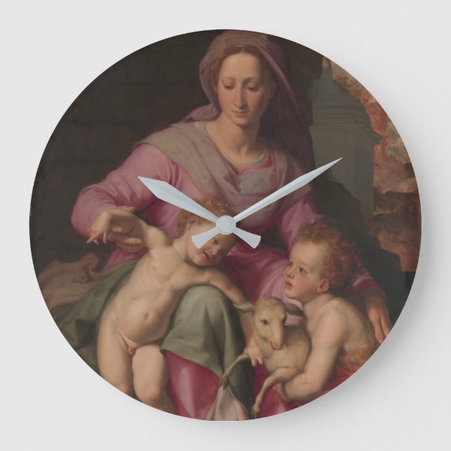 Madonna & Child with Saint John the Baptist Large Clock (Front)