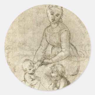 Madonna, Christ and Saint John Baptist by Rapahel Classic Round Sticker
