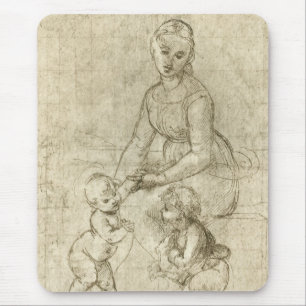 Madonna, Christ and Saint John Baptist by Rapahel Mouse Mat