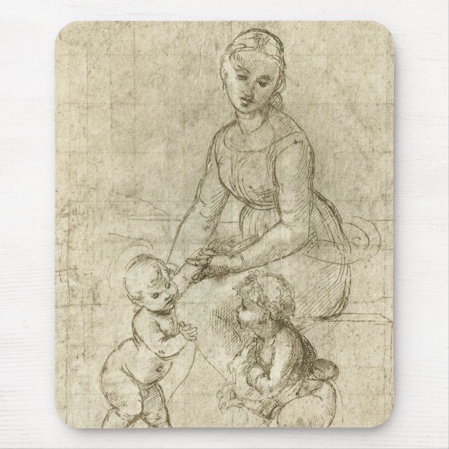Madonna, Christ and Saint John Baptist by Rapahel Mouse Mat (Front)