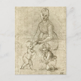 Madonna, Christ and Saint John Baptist by Rapahel Postcard