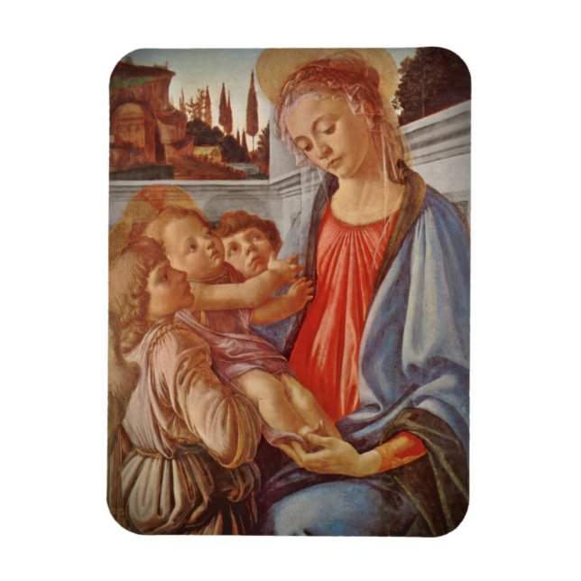 Madonna Christ Child and Angels Magnet (Vertical)