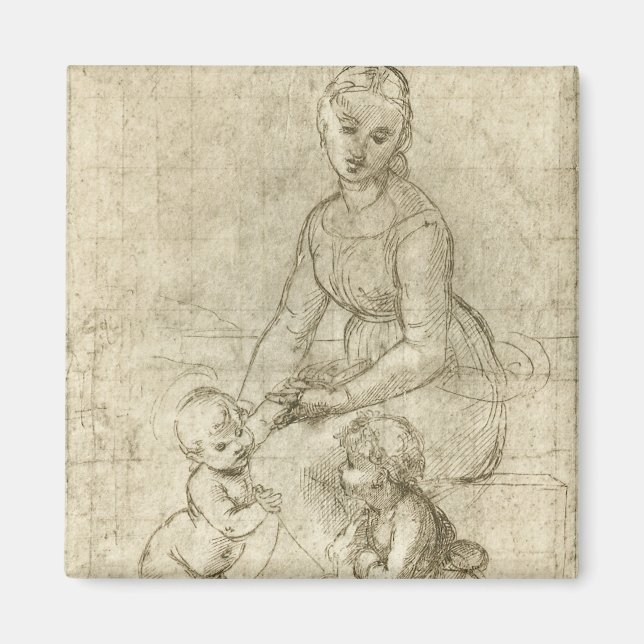 Madonna, Christ, Saint John the Baptist by Rapahel Magnet (Front)