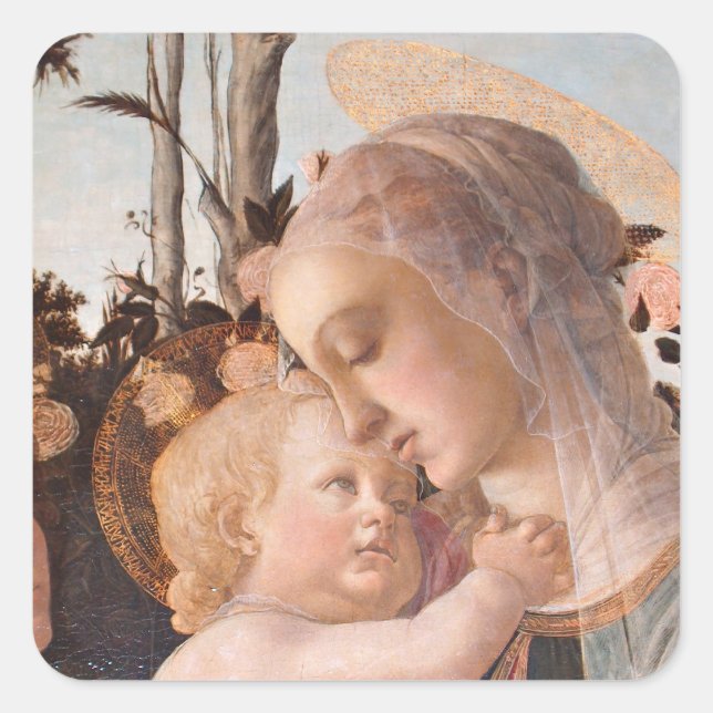 Madonna del Magnificat holding Baby Jesus Square Sticker (Front)
