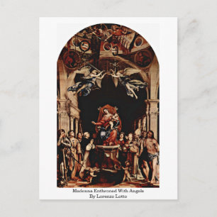 Madonna Enthroned With Angels By Lorenzo Lotto Postcard