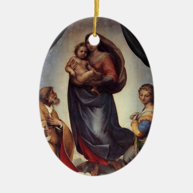 Madonna Fine Art by Raphael Ceramic Tree Decoration (Front)