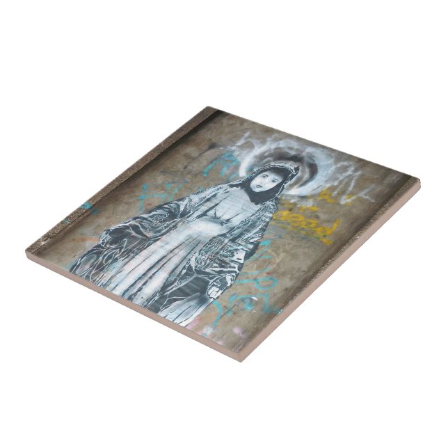 Madonna Graffiti Street Art Vintage Our Lady Tile (Side)
