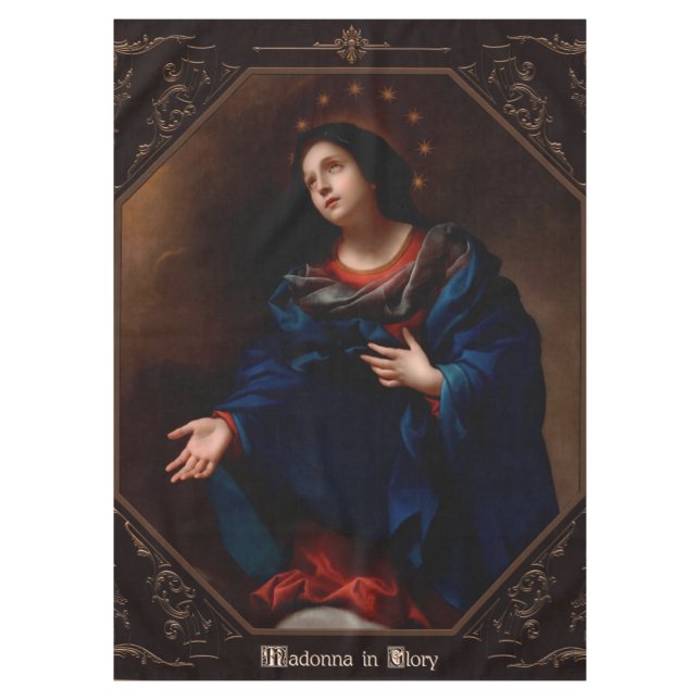 Madonna in Glory by Carlo Dolci Tablecloth (Front)