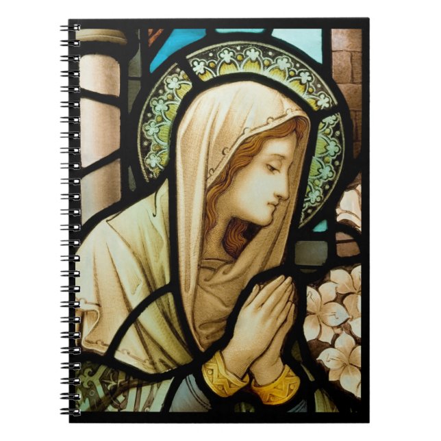 Madonna in Prayer Stained Glass Notebook (Front)