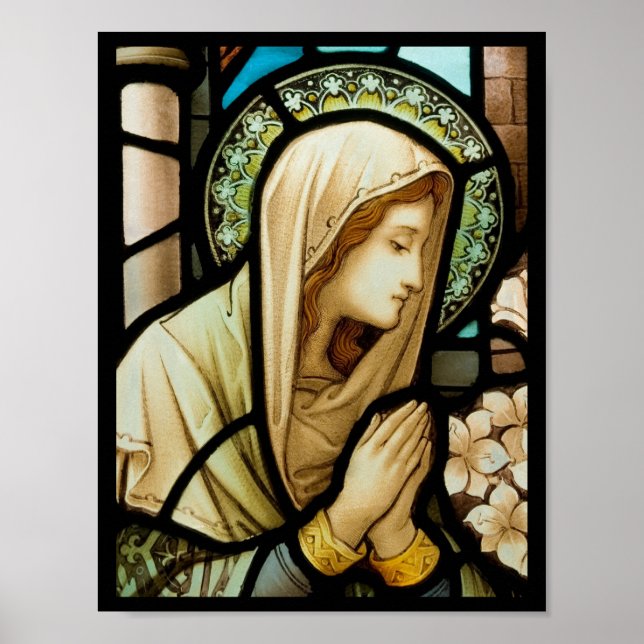 Madonna in Prayer Stained Glass Poster (Front)