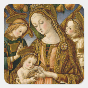 Madonna Jesus Christ Angels Elegant Christmas Square Sticker