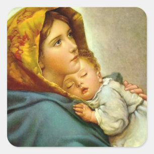 Madonna & Jesus Christmas Envelope Square Sticker