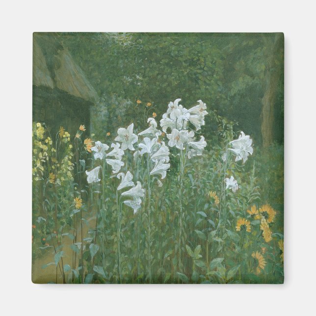 Madonna Lilies in a Garden Magnet (Front)