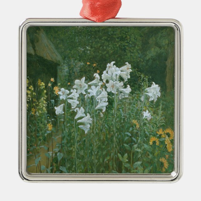 Madonna Lilies in a Garden Metal Tree Decoration (Front)