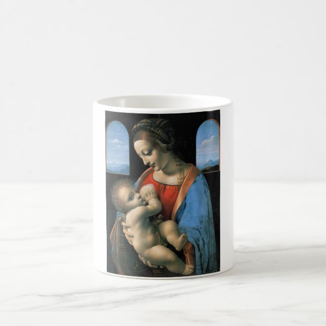 Madonna Litta, Leonardo da Vinci, 1490-1491 Coffee Mug (Center)
