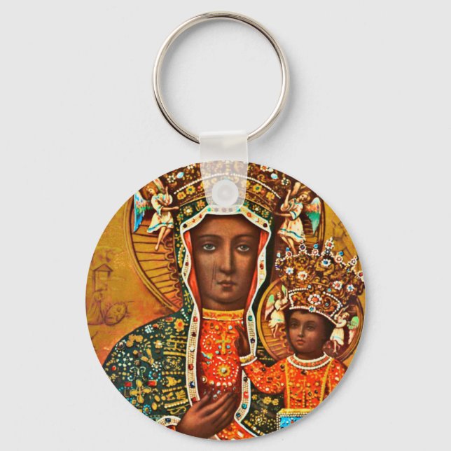 Madonna of Czestochowa Polish Catholic Mary Key Ring (Front)