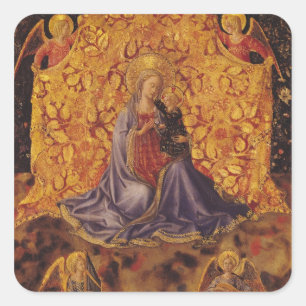 Madonna of Humility with Christ Child and Angels Square Sticker