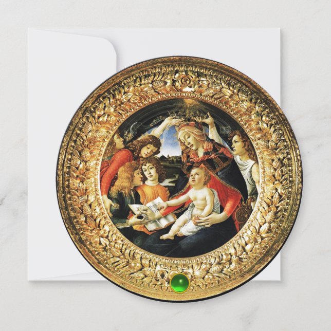 Madonna of Magnificat Christmas Party Green Gem Invitation (Front)