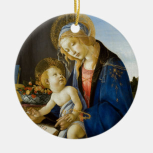 Madonna of the Book by Botticelli Ceramic Tree Decoration