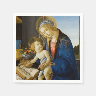 Madonna of the Book by Botticelli Napkin