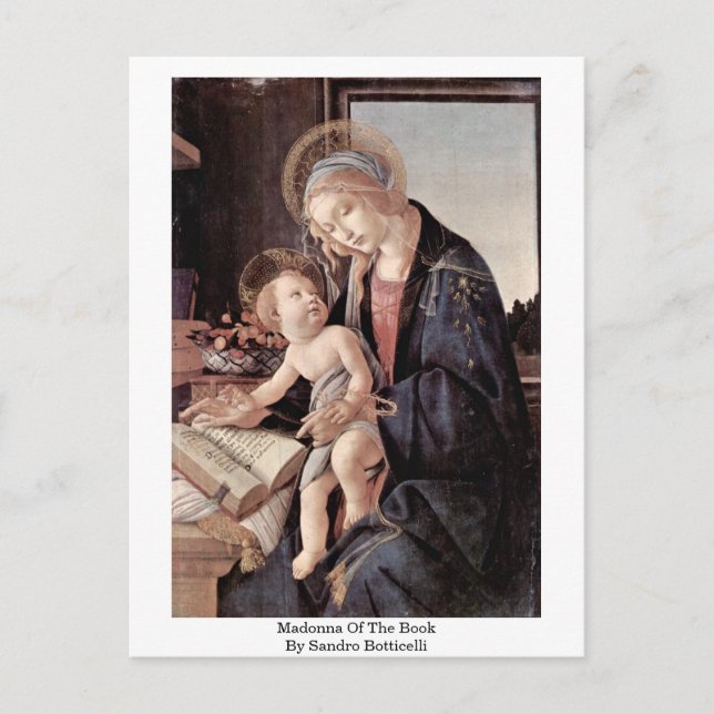 Madonna Of The Book By Sandro Botticelli Postcard (Front)