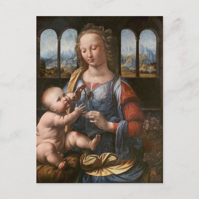 Madonna of the Carnation by Da Vinci Postcard (Front)