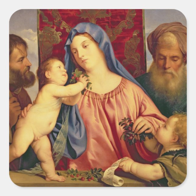 Madonna of the Cherries with Joseph Square Sticker (Front)