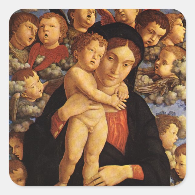Madonna of the Cherubim by Andrea Mantegna Square Sticker (Front)