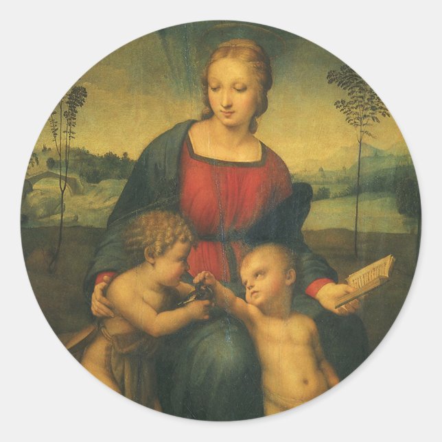 Madonna of the Goldfinch by Raphael Sanzio Classic Round Sticker (Front)
