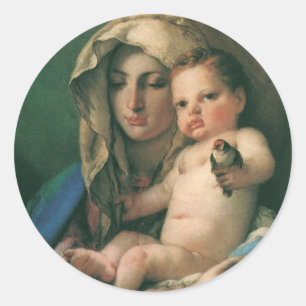Madonna of the Goldfinch by Tiepolo, Vintage Art Classic Round Sticker