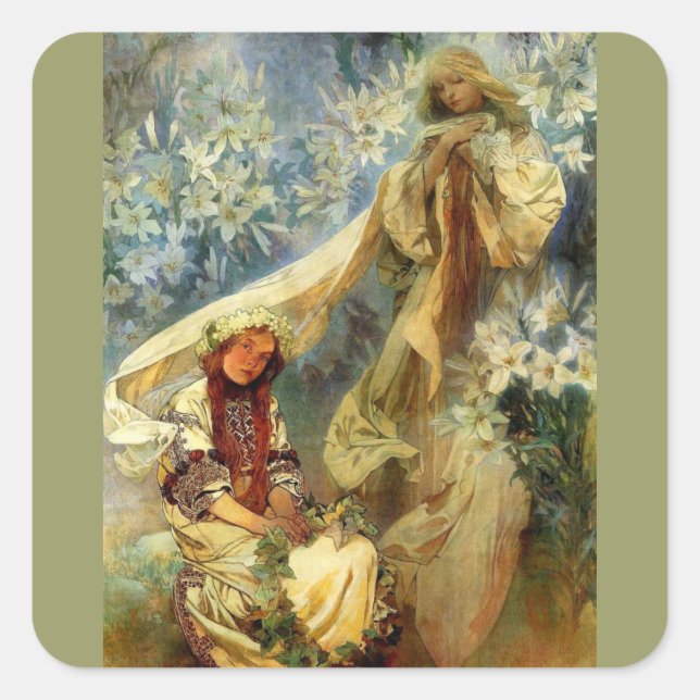 Madonna of the Lilies 1905 Square Sticker (Front)