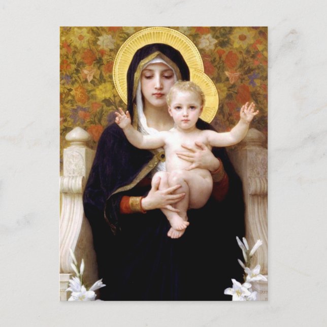 Madonna of the Lilies, William Bouguereau Postcard (Front)