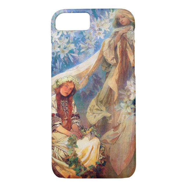 Madonna of the Lily, Mucha Case-Mate iPhone Case (Back)