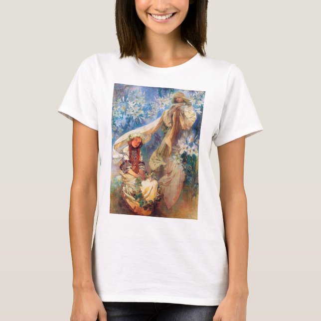 Madonna of the Lily, Mucha T-Shirt (Front)