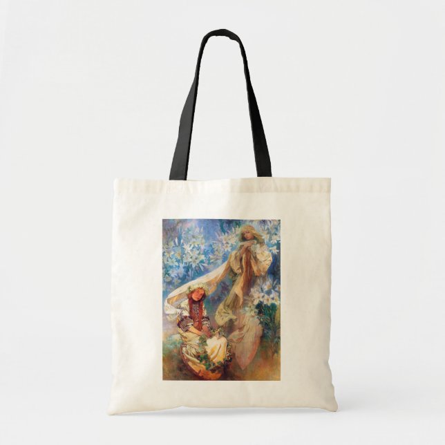 Madonna of the Lily, Mucha Tote Bag (Front)
