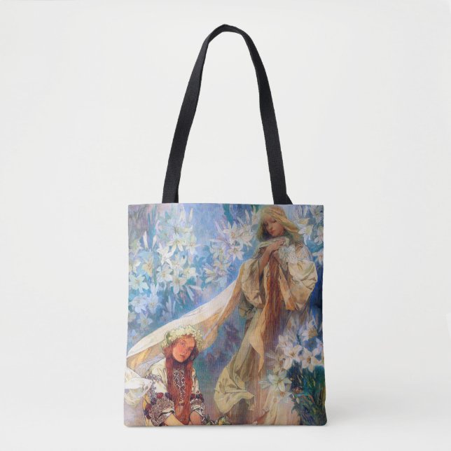 Madonna of the Lily, Mucha Tote Bag (Front)