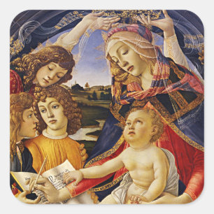 Madonna of the Magnificat by Botticelli Square Sticker