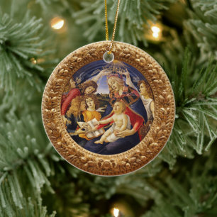 Madonna of the Magnificat by Sandro Botticelli Ceramic Tree Decoration
