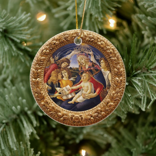 Madonna of the Magnificat by Sandro Botticelli Ceramic Tree Decoration (Tree)